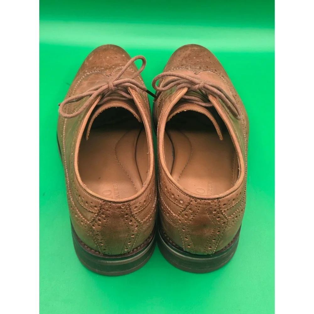Polo Ralph Lauren Moseley Tan Brown Leather Wingtip Oxford Shoes Mens 8D